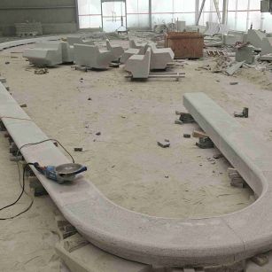 南阳 芝麻白花岗岩弧形花坛石，坐凳石