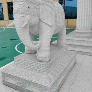 南阳 白麻花岗岩动物异形石雕-大象