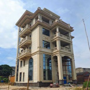 南阳 黄金麻花岗岩石材别墅外墙干挂搭配（雕花栏杆花瓶柱门楼罗马柱）