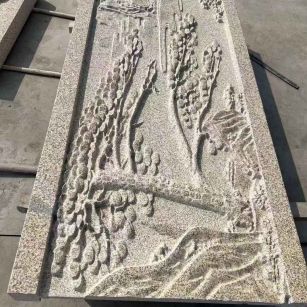 南阳 黄金麻雕刻板浮雕迎客松