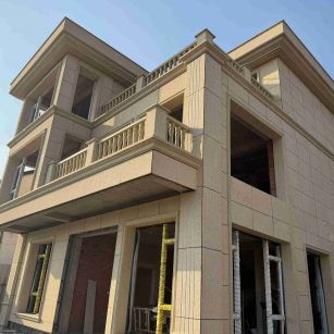 南阳 黄金麻花岗岩石材荔枝面外墙干挂效果展示