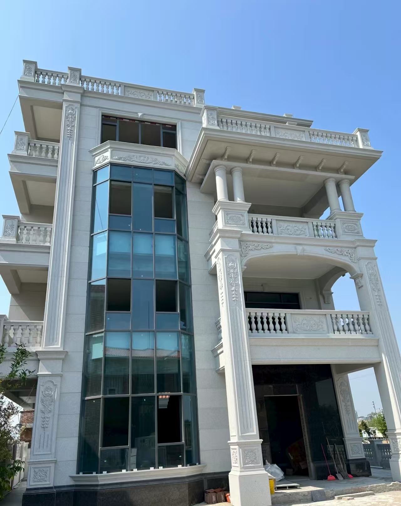 南阳 白麻花岗岩别墅外墙干挂效果展示