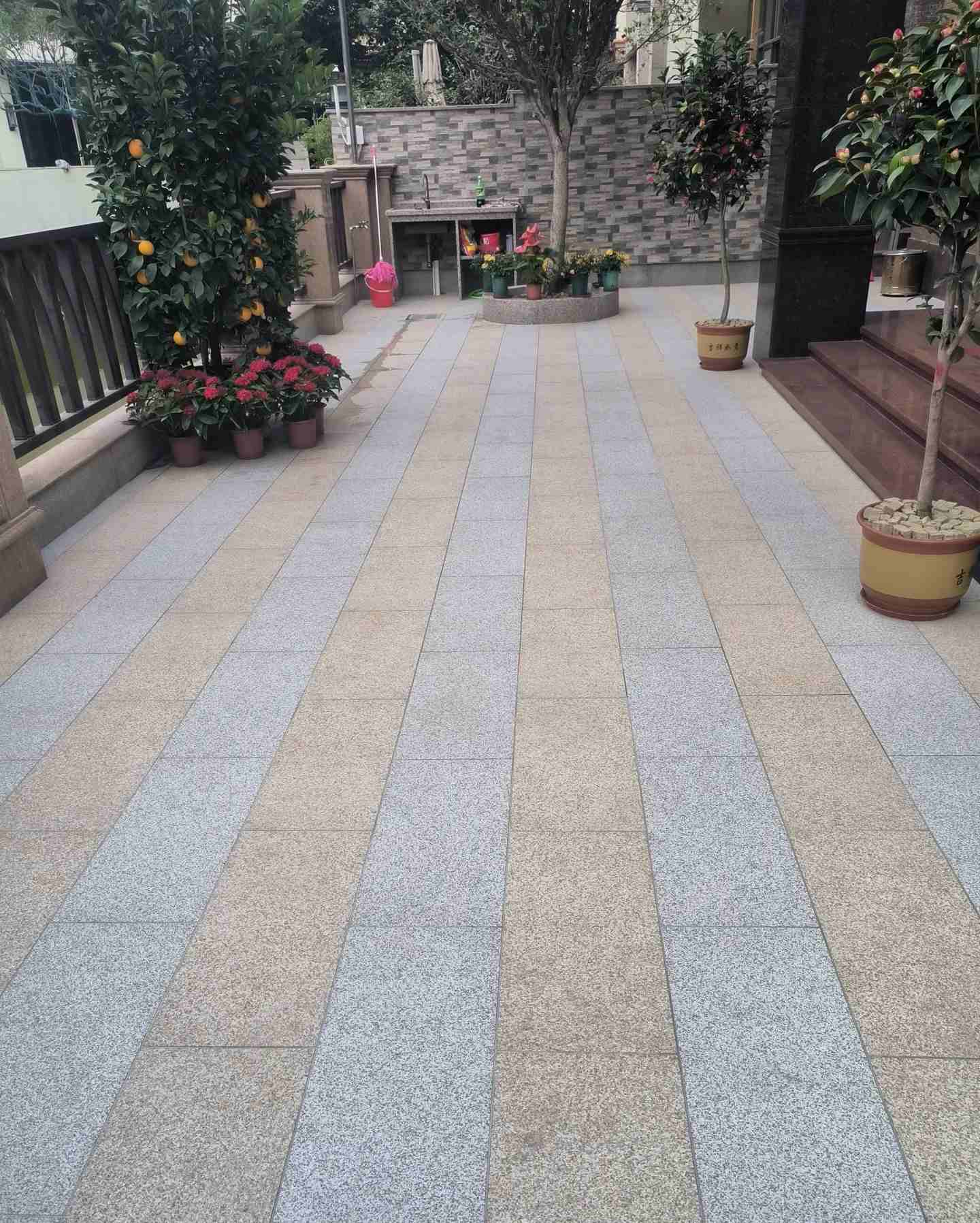 南阳 黄金麻白麻荔枝面庭院铺装展示